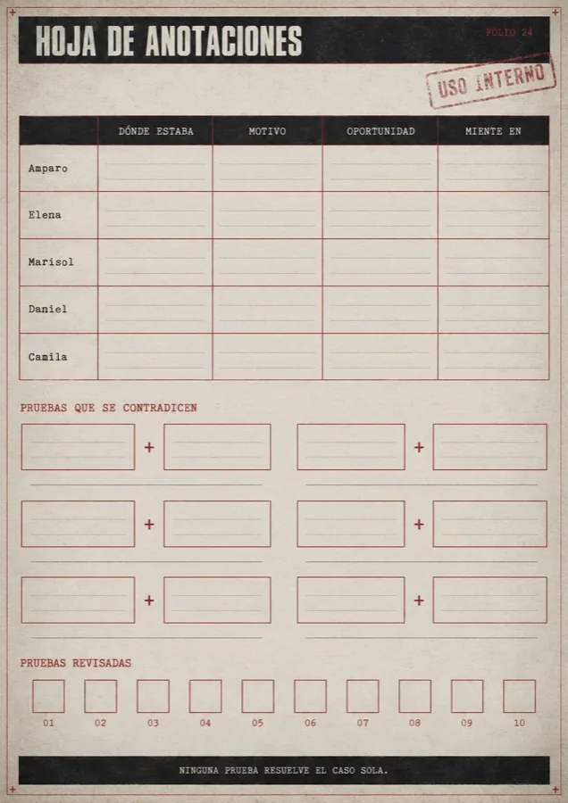 Hoja de anotaciones